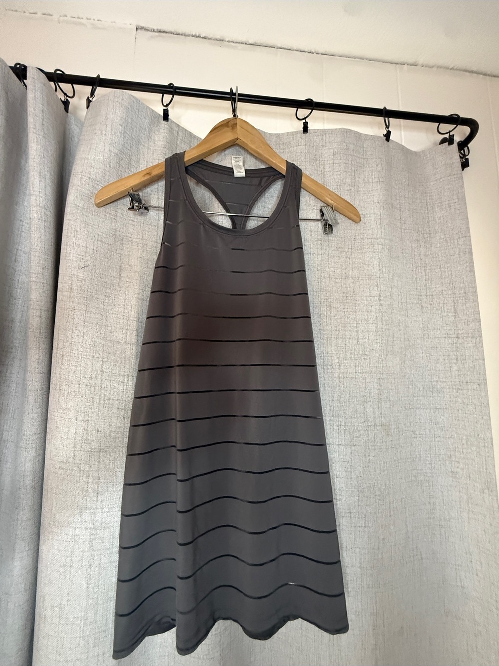Athleta Charcoal Gray Striped Racerback Dress